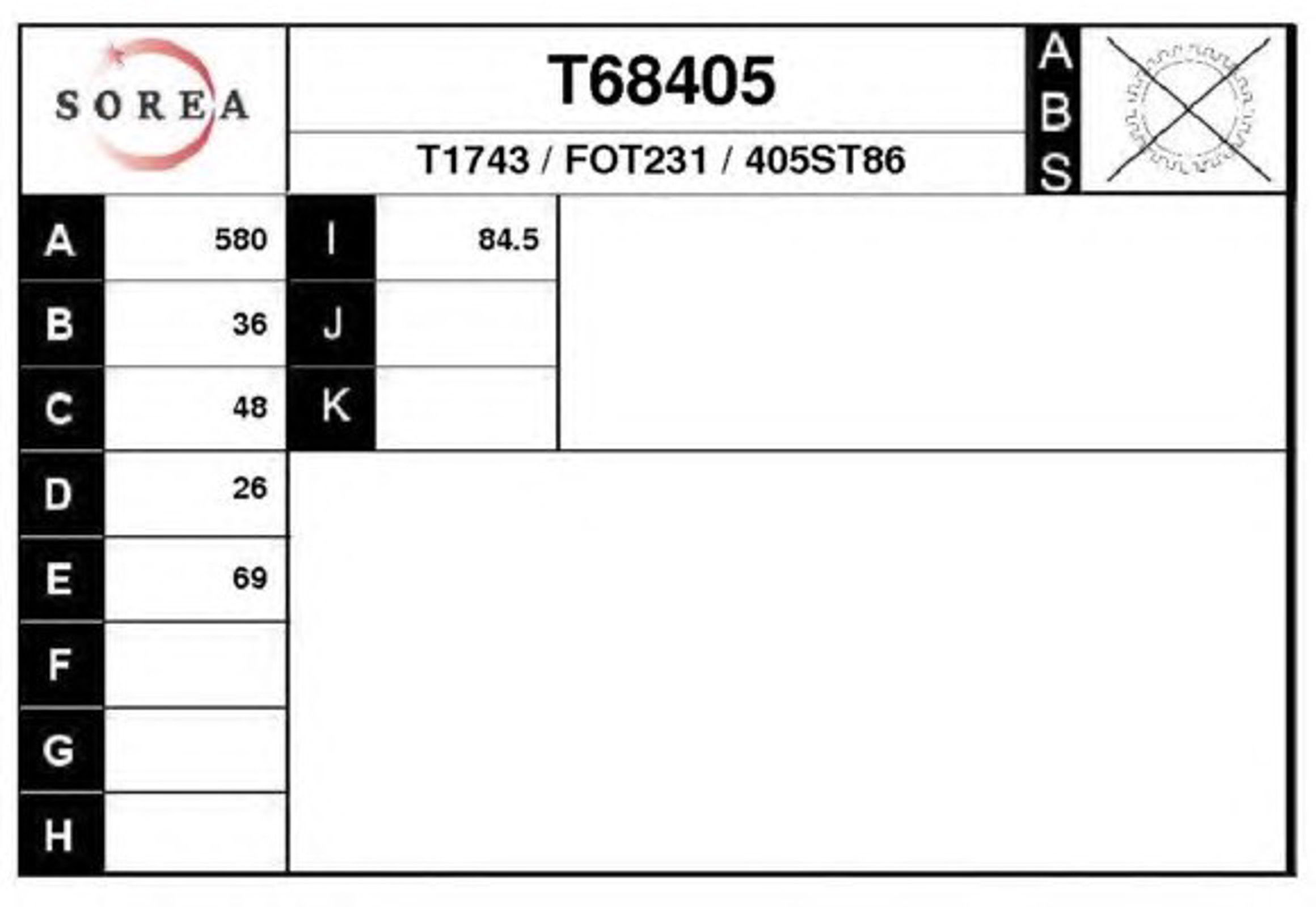 Полуось EAI T68405