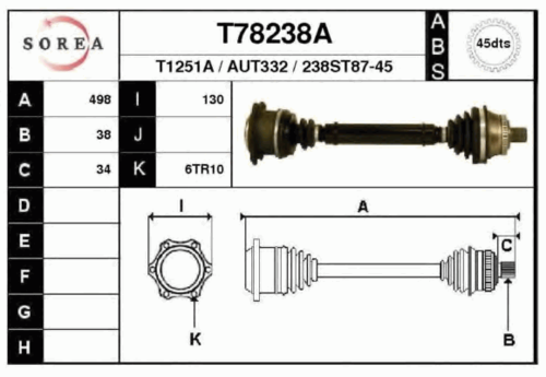 Полуось EAI T78238A