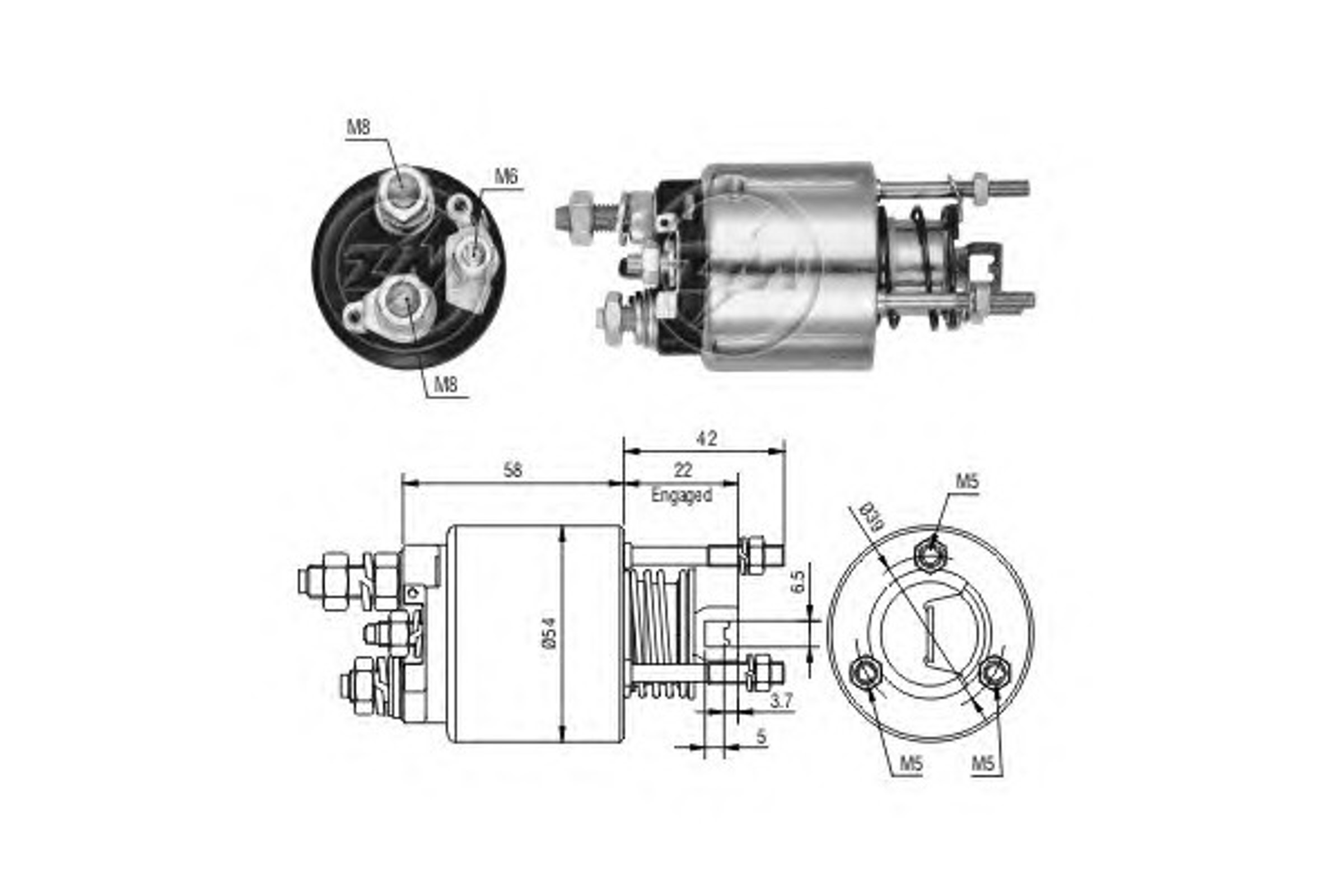 Тяговое реле стартер ERA ZM2595