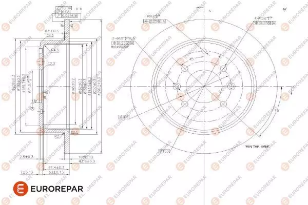 1618861380 EUROREPAR Диск тормозной