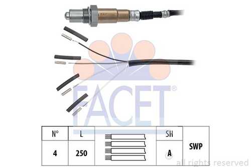 Лямбда-зонд 4-x универс., VW 99-> FACET 10.8235