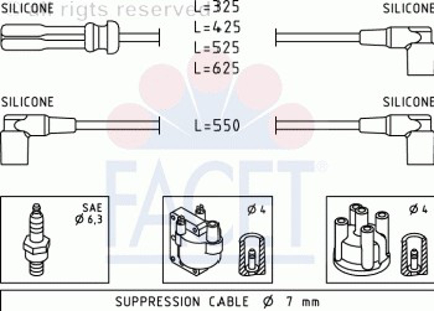 Комплект проводов зажигания FACET 4.8372
