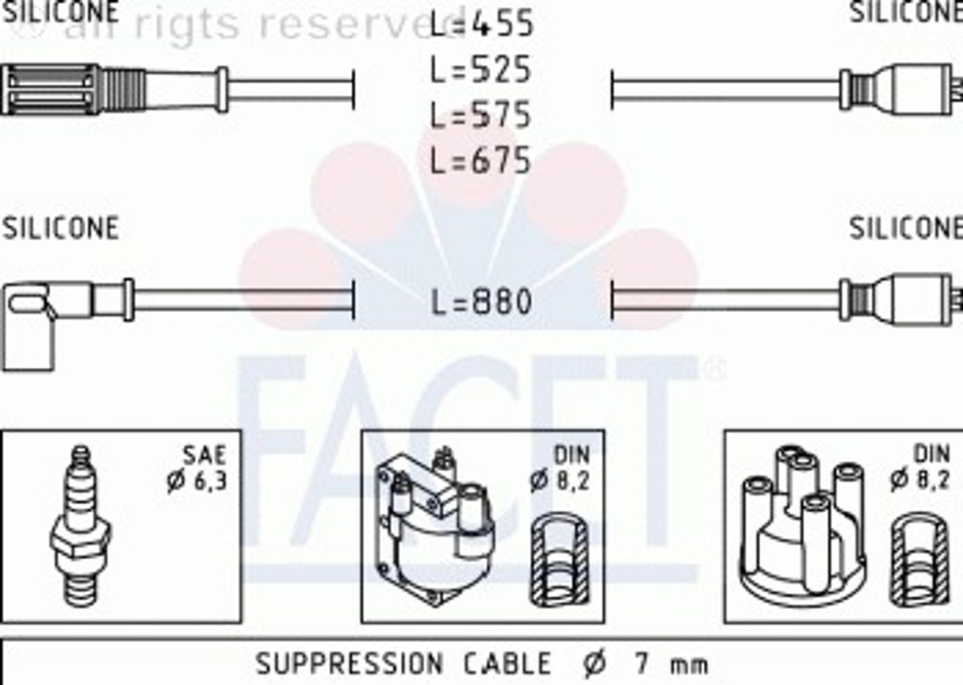 Комплект проводов зажигания FACET 4.8398