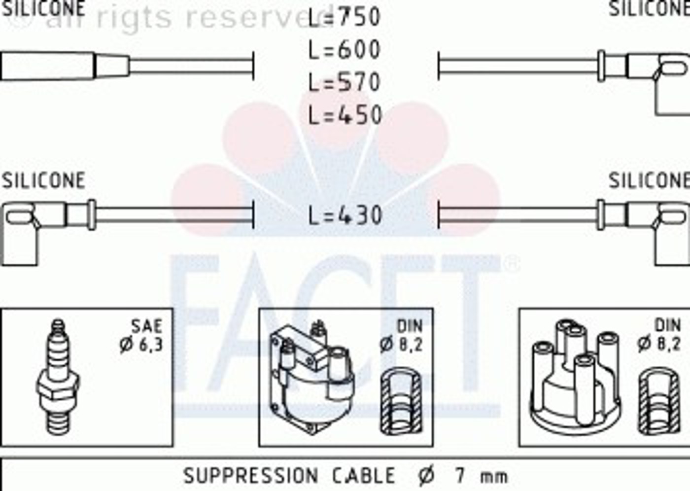 Комплект проводов зажигания FACET 4.8612