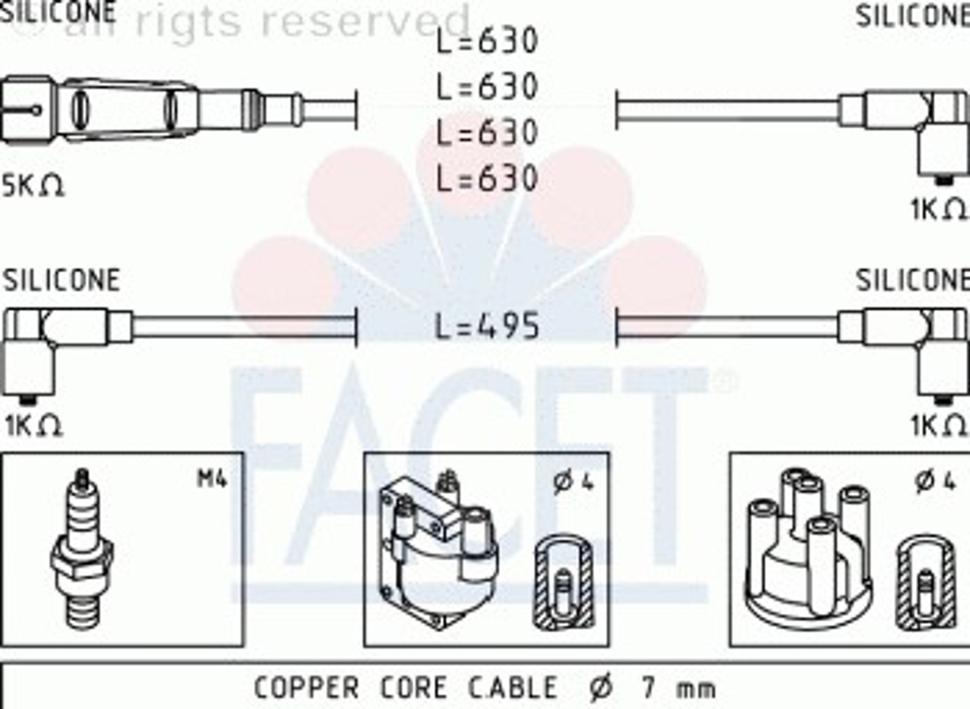Комплект проводов зажигания FACET 4.9364