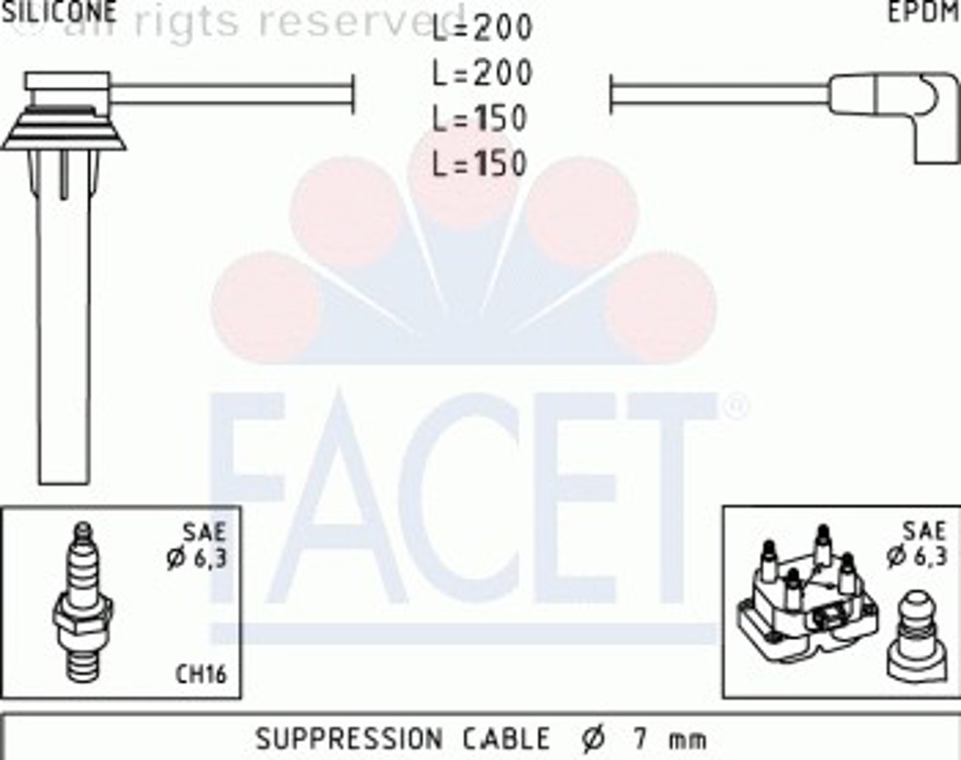 Комплект проводов зажигания FACET 4.9507
