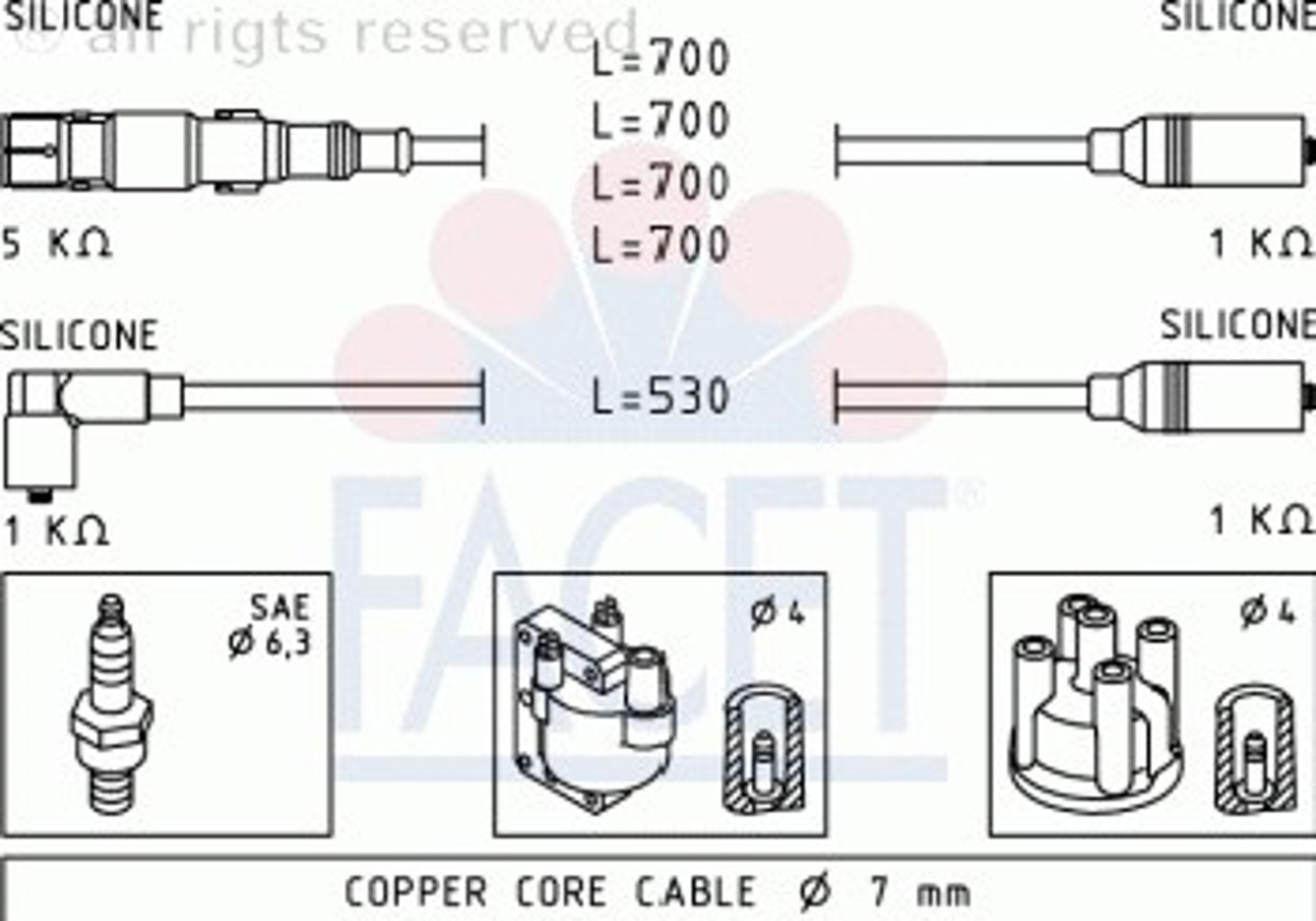 Комплект проводов зажигания FACET 4.9551