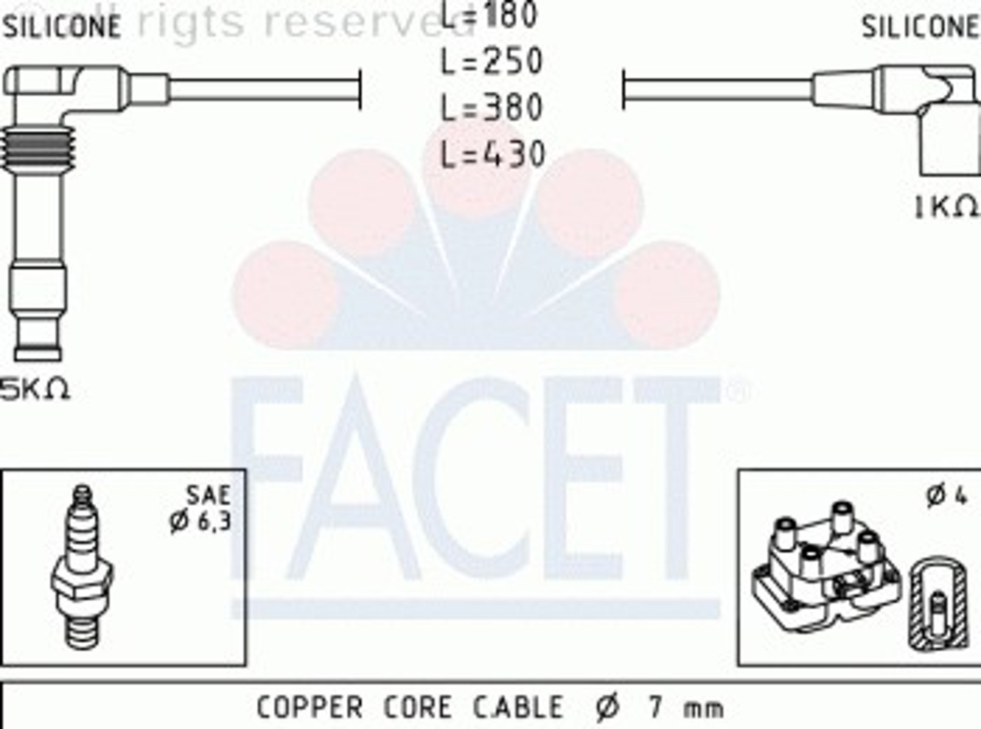 Комплект проводов зажигания FACET 4.9562