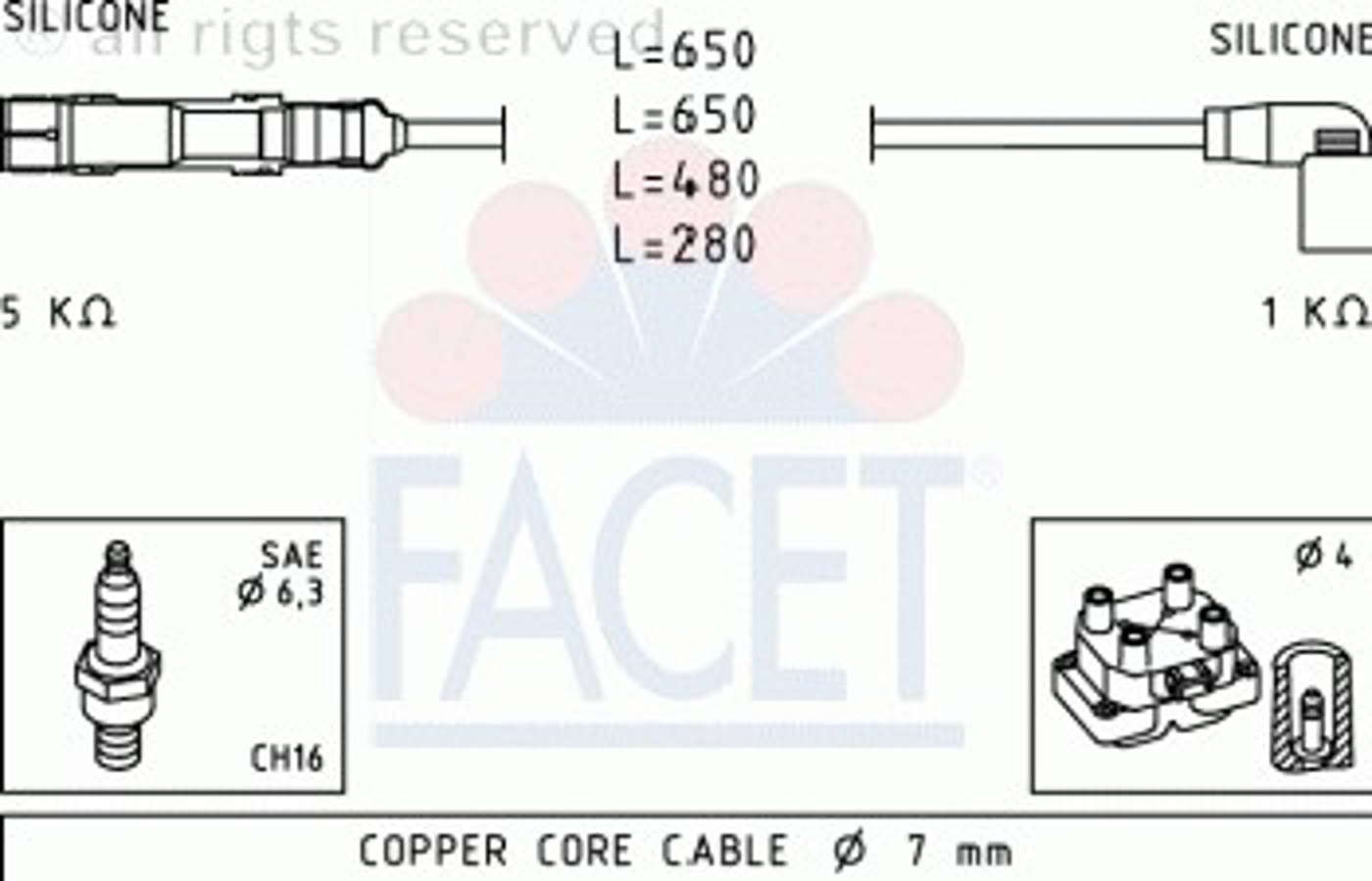 Комплект проводов зажигания FACET 4.9585