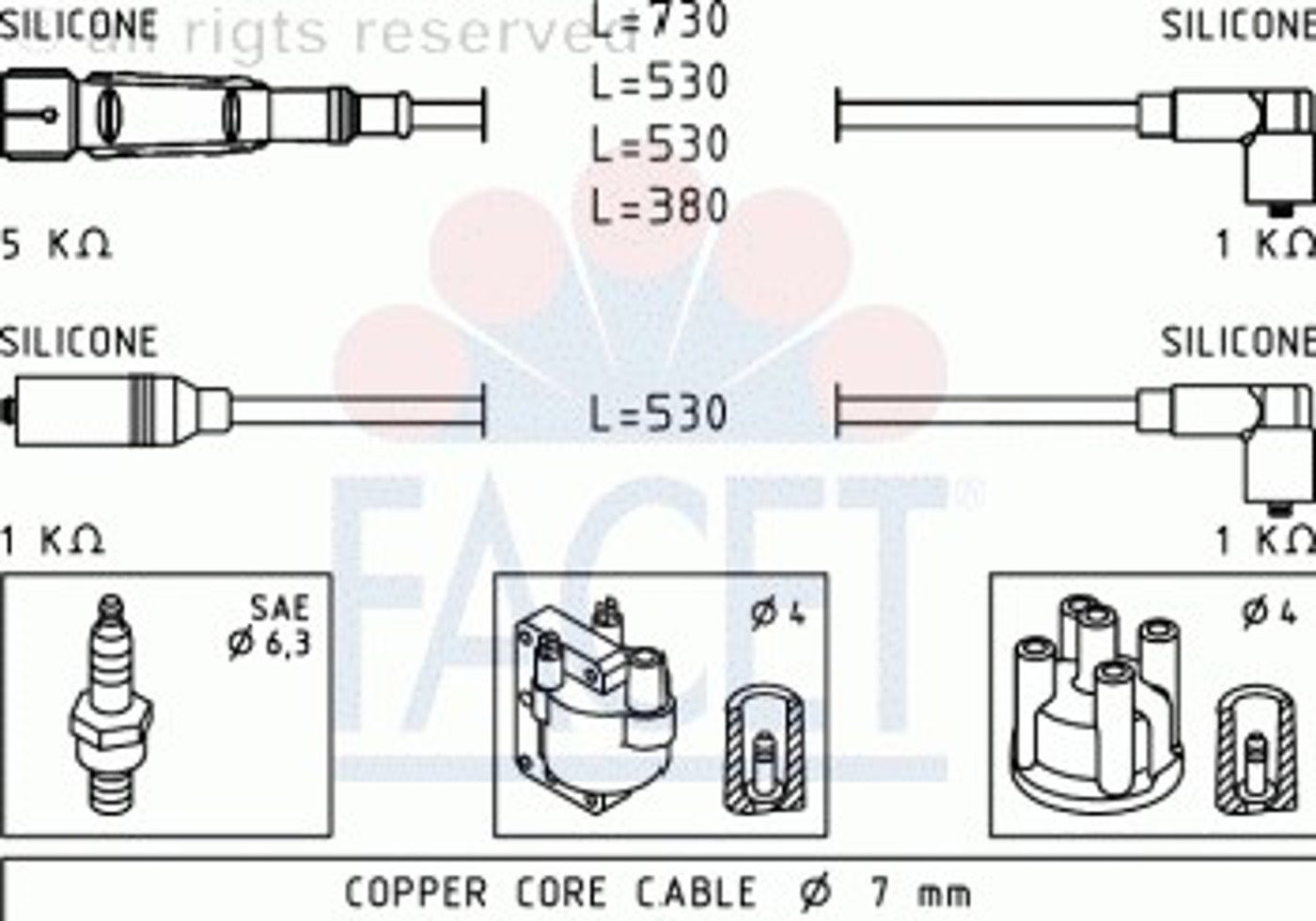 Комплект проводов зажигания FACET 4.9609