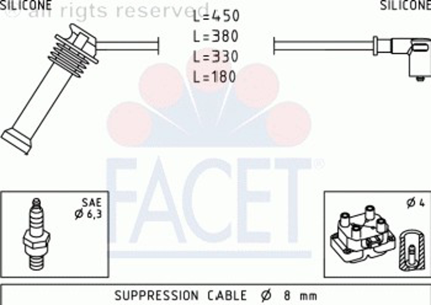 Комплект проводов зажигания FACET 4.9624