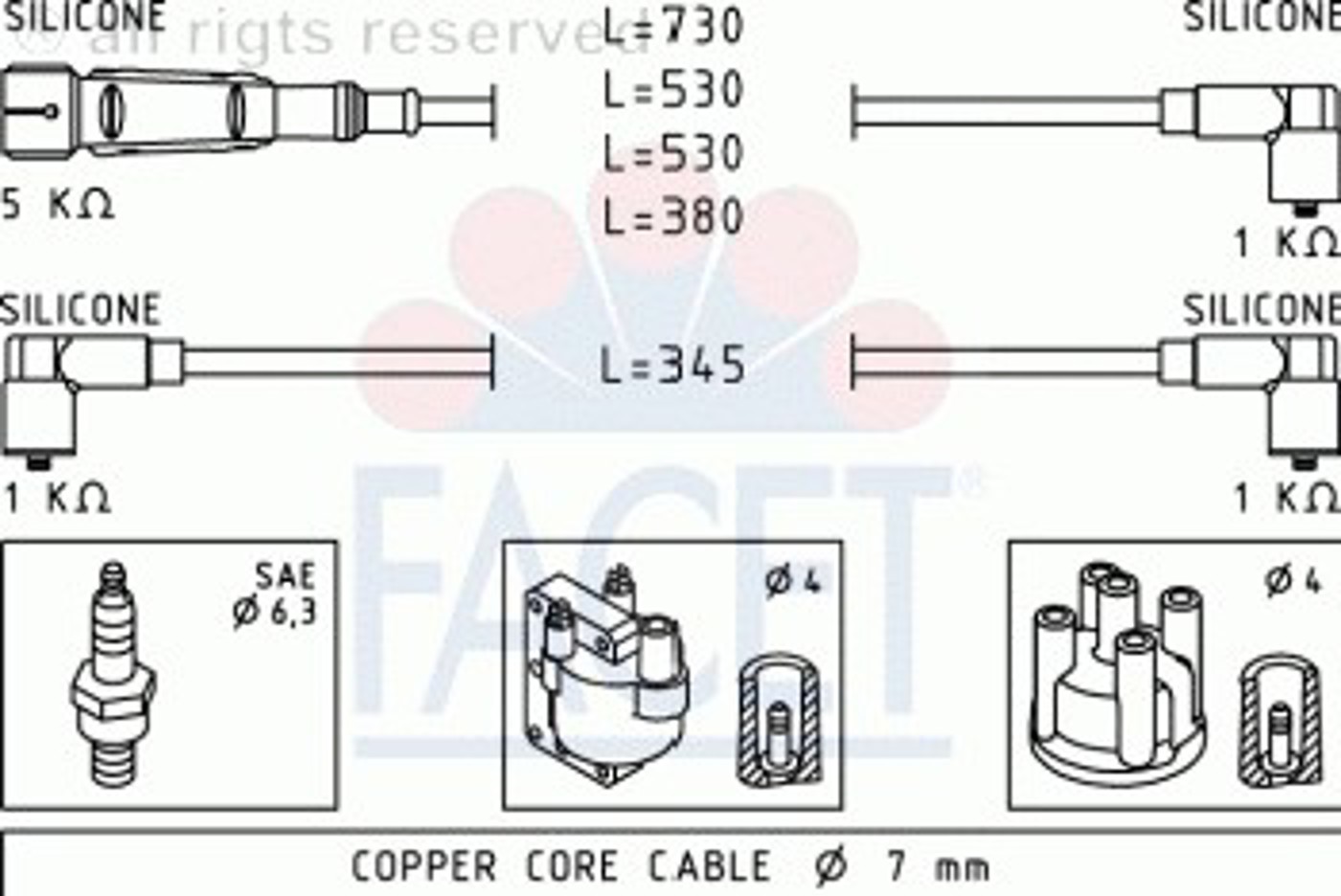Комплект проводов зажигания FACET 4.9641