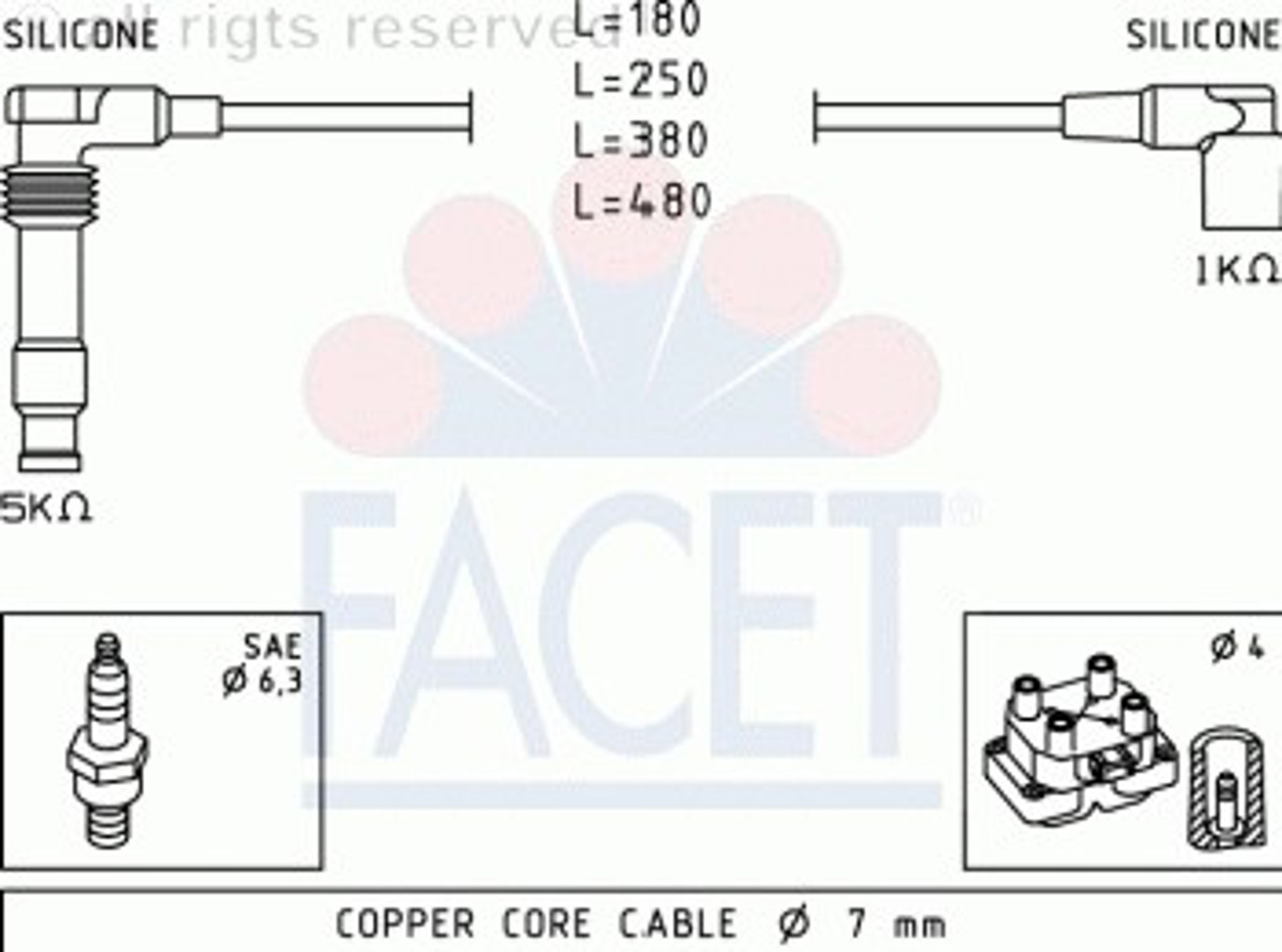 Комплект проводов зажигания FACET 4.9677