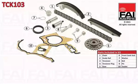 TCK103 FAI AutoParts Цепь привода распредвала ГРМ (комплект)