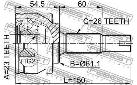 Фото 1 0110-ZZE150 FEBEST Шарнирный комплект, приводной вал