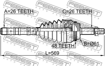 Фото 1 0114-ACV40L26A48 FEBEST Шарнирный комплект, приводной вал
