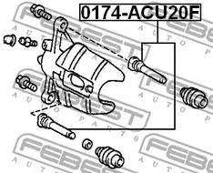 Фото 1 0174-ACU20F FEBEST Направляющий болт, корпус скобы тормоза