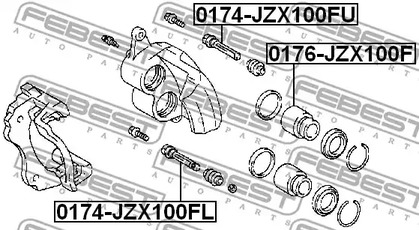 Фото 1 0174-JZX100FL FEBEST Направляющий болт, корпус скобы тормоза