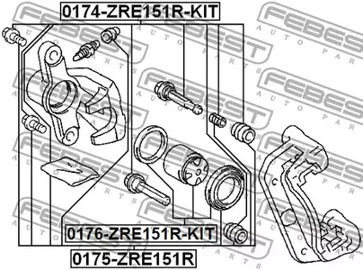 Фото 1 0174-ZRE151R-KIT FEBEST Направляющий болт, корпус скобы тормоза