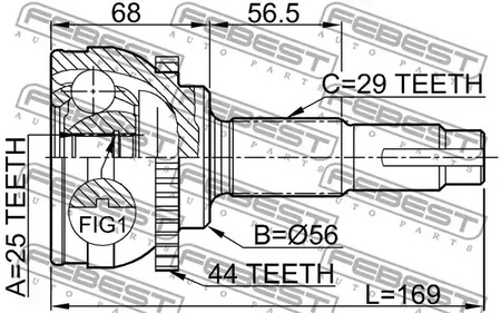Фото 1 0210-069A44 FEBEST Шарнирный комплект, приводной вал