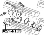 Фото 1 0274-N15F FEBEST Направляющий болт, корпус скобы тормоза