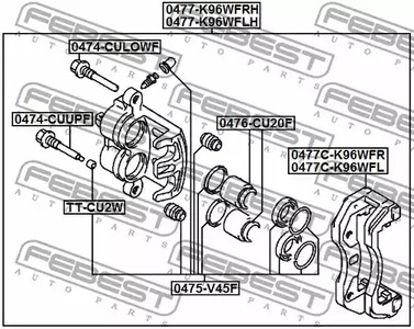 Фото 1 0475-V45F FEBEST Ремкомплект, тормозной суппорт