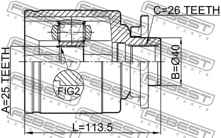 Фото 1 0511-B25LH FEBEST Шарнирный комплект, приводной вал