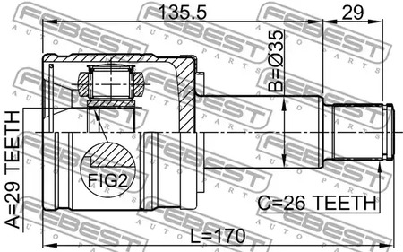 Фото 1 0711-GVSQRH FEBEST Шарнирный комплект, приводной вал