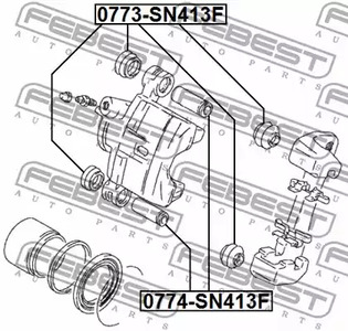 Фото 1 0773-SN413F FEBEST Пыльник, управление корпуса скобы тормоза