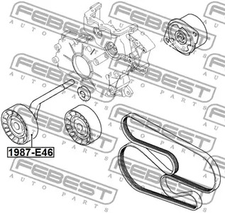 Фото 1 1987-E46 FEBEST Ролик натяжителя поликлинового ремня