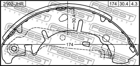 Фото 1 2102-JHR FEBEST комплект колодок для барабанных тормозов