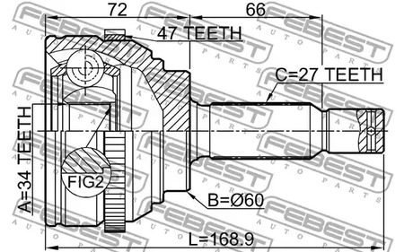Фото 1 2210-MAGA47 FEBEST Шарнирный комплект, приводной вал