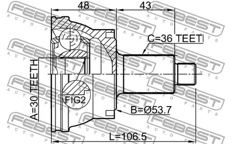 Фото 1 2310-036 FEBEST Шарнирный комплект, приводной вал