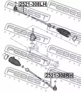 Фото 1 2521-308LH FEBEST Наконечник поперечной рулевой тяги