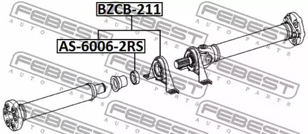 Фото 1 BZCB-211 FEBEST Подшипник, промежуточный подшипник карданного вала