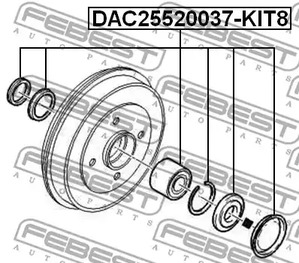 Фото 1 DAC25520037-KIT8 FEBEST Подшипник ступичный