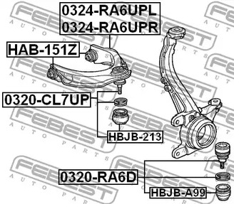 Фото 1 HAB-151Z FEBEST Подвеска, рычаг независимой подвески колеса