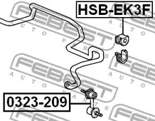 Фото 1 HSB-EK3F FEBEST Втулка стабилизатора подвески левый