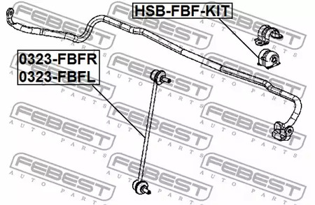 Фото 1 HSB-FBF-KIT FEBEST Втулка переднего стабилизатора комплект