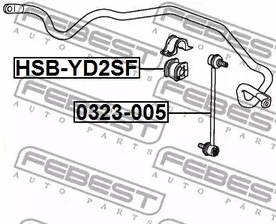 Фото 1 HSB-YD2SF FEBEST Опора, стабилизатор