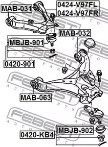 Фото 1 MBJB-901 FEBEST ремонтный комплект, несущие / направляющие шарниры