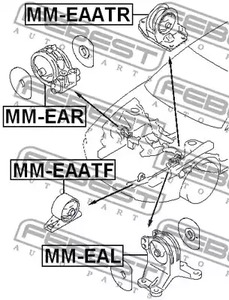 Фото 1 MM-EAR FEBEST Опора двигателя правый передний