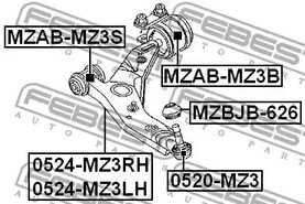 Фото 1 MZAB-MZ3S FEBEST Подвеска, рычаг независимой подвески колеса