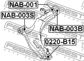 Фото 1 NAB-001 FEBEST Подвеска, рычаг независимой подвески колеса