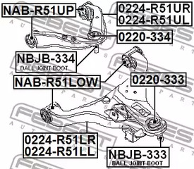 Фото 1 NAB-R51LOW FEBEST Подвеска, рычаг независимой подвески колеса