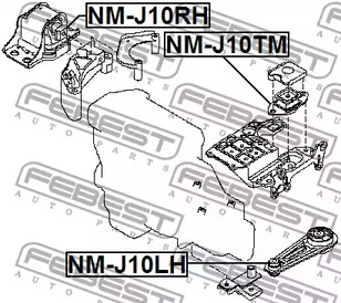 Фото 1 NM-J10TM FEBEST Подвеска, механическая коробка передач