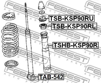 Фото 1 TSB-KSP90RU FEBEST Втулка амортизатора подвески резина верхний