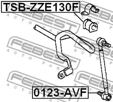 Фото 1 TSB-ZZE130F FEBEST Втулка стабилизатора