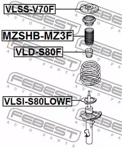 Фото 1 VLSS-V70F FEBEST ОПОРА ПЕРЕДНЕГО АМОРТИЗАТОРА