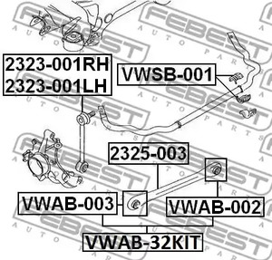 Фото 1 VWAB-32KIT FEBEST Ремкомплект рычага подвески